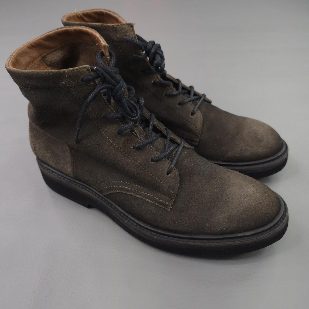 Frye Boots Mens 10D Faded Black Bowery Light Suede Lace Up Ankle Distressed
